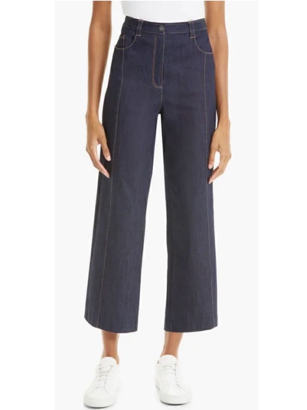 Cinq a Sept Maisie Embellished High Waist Wide Leg Denim Jeans Pants Size 0